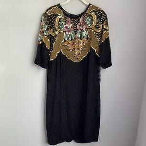 Vintage Jakelin Designs Embellished Black and Dress Size 1X
